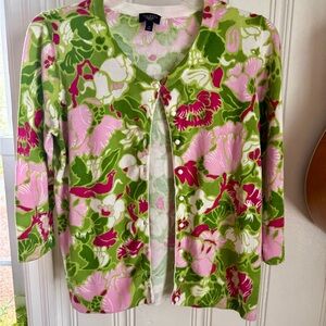 Talbots Pink and Green Floral Knit